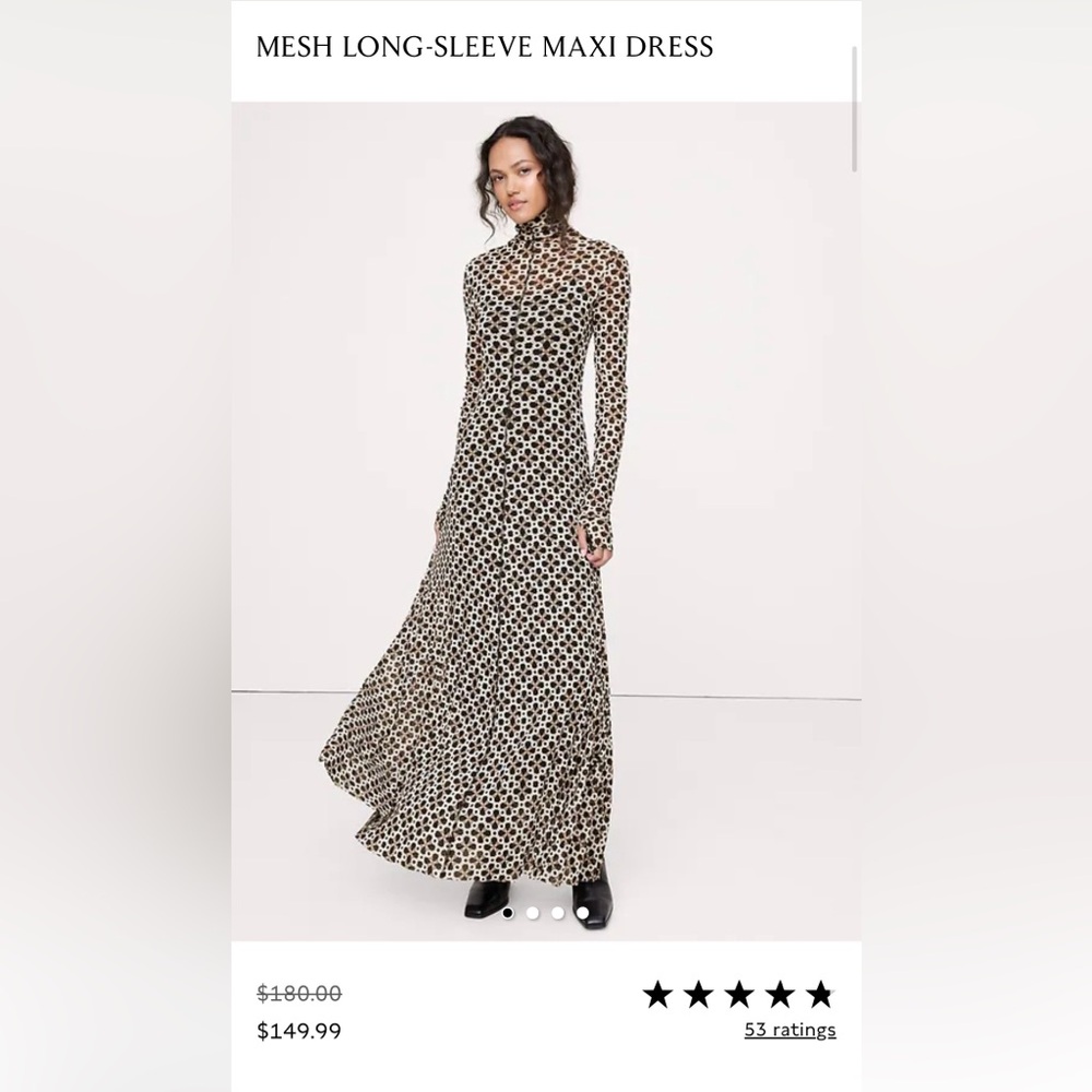 *NWOT* Banana Republic Ivory and Black Plaid Long Sleeve Maxi Dress with Slip